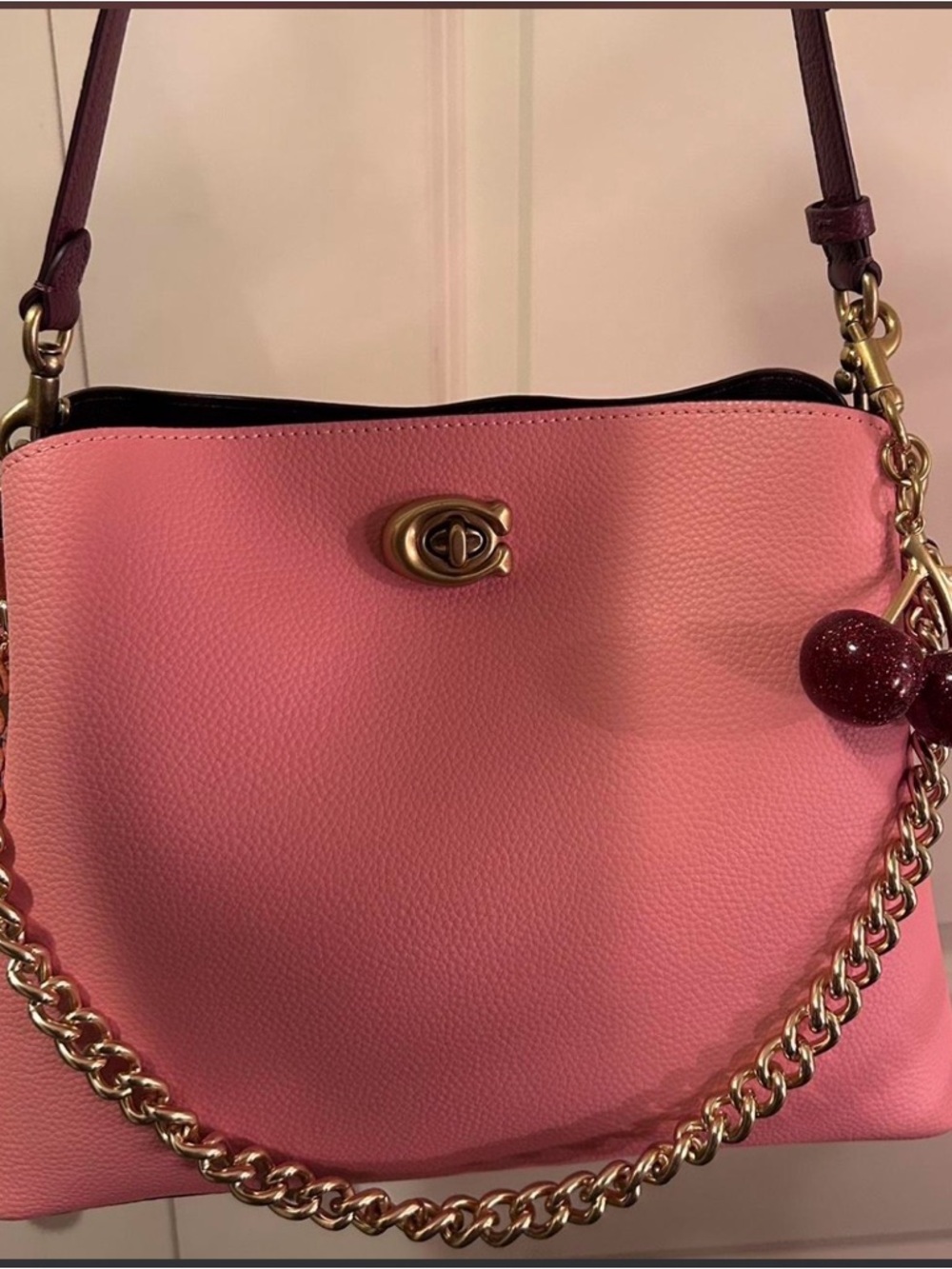 Coach Pink Pebbled Leather Shoulder Bag